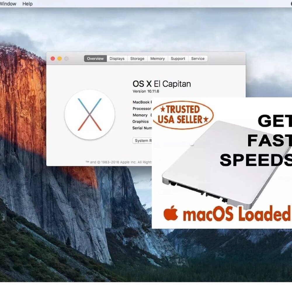 Apple MacBook Pro & Mac Mini 256GB SATA SSD w/OS X 10.11 El Capitan–Fast Upgrade